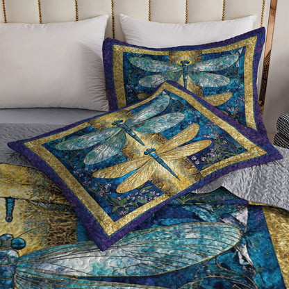 Shineful All Season Quilt 3-Piece Set Beautiful Dragonfly