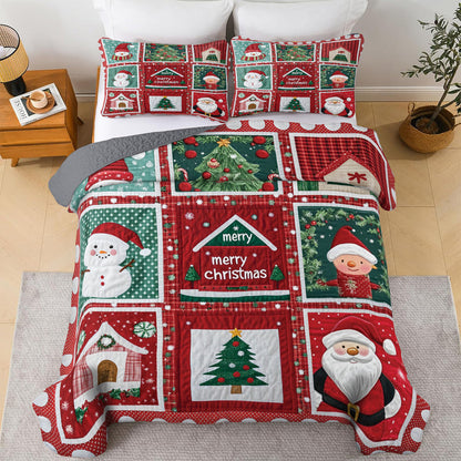 Shineful Flat Print All Season Quilt 3-Piece Set Merry Christmas