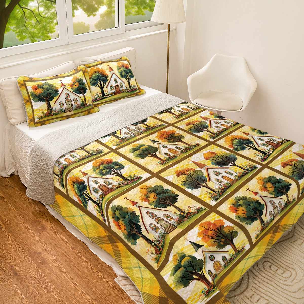 Shineful All Season Quilt 3-Piece Set - God Autumn Church Retreat