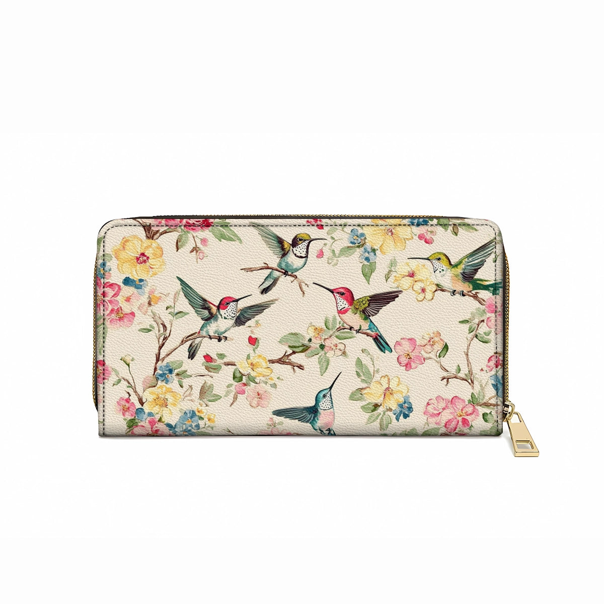 Shineful Leather Clutch Purse With Wristlet Strap Handle Hummingbird Symphony