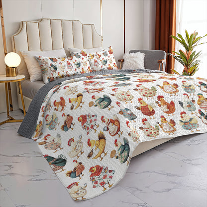 Shineful All Season Quilt 3-Piece Set Farmhouse Hen