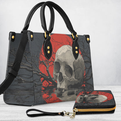Shineful Leather Bag Red Eclipse Skull