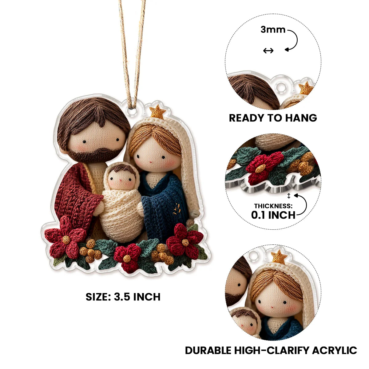 Shineful 2D Acrylic Ornament Cozy Holy Family