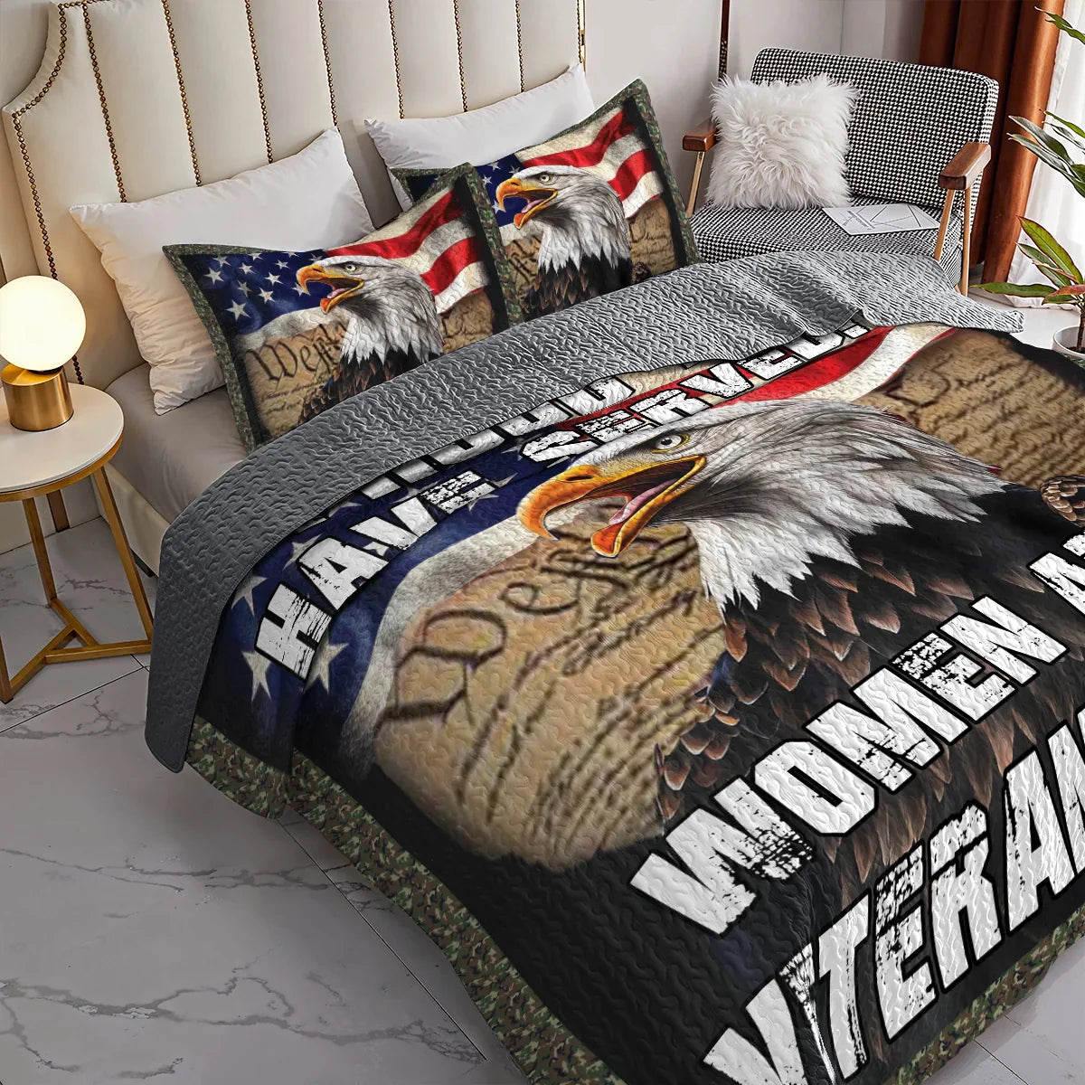 Shineful All Season Quilt 3-Piece Set - Women Veteran Tribute