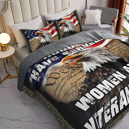 Shineful All Season Quilt 3-Piece Set - Women Veteran Tribute