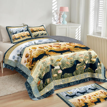 Shineful All Season Quilt 3-Piece Set Dachshund Meadow
