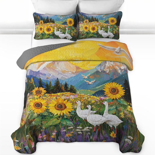 Shineful All Season Quilt 3-Piece Set - Sunflower Duckling Delight