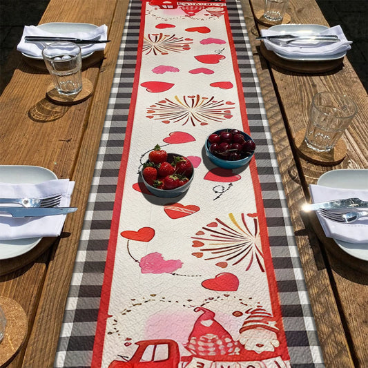 Shineful 2D Flat Print Quilted Table Runner Valentine Romantic Trip