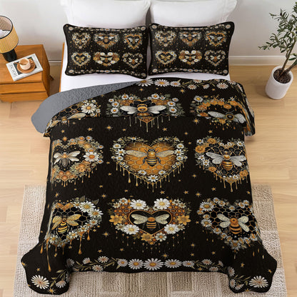 Shineful All Season Quilt 3-Piece Set Moonlit Honeyheart Quilt
