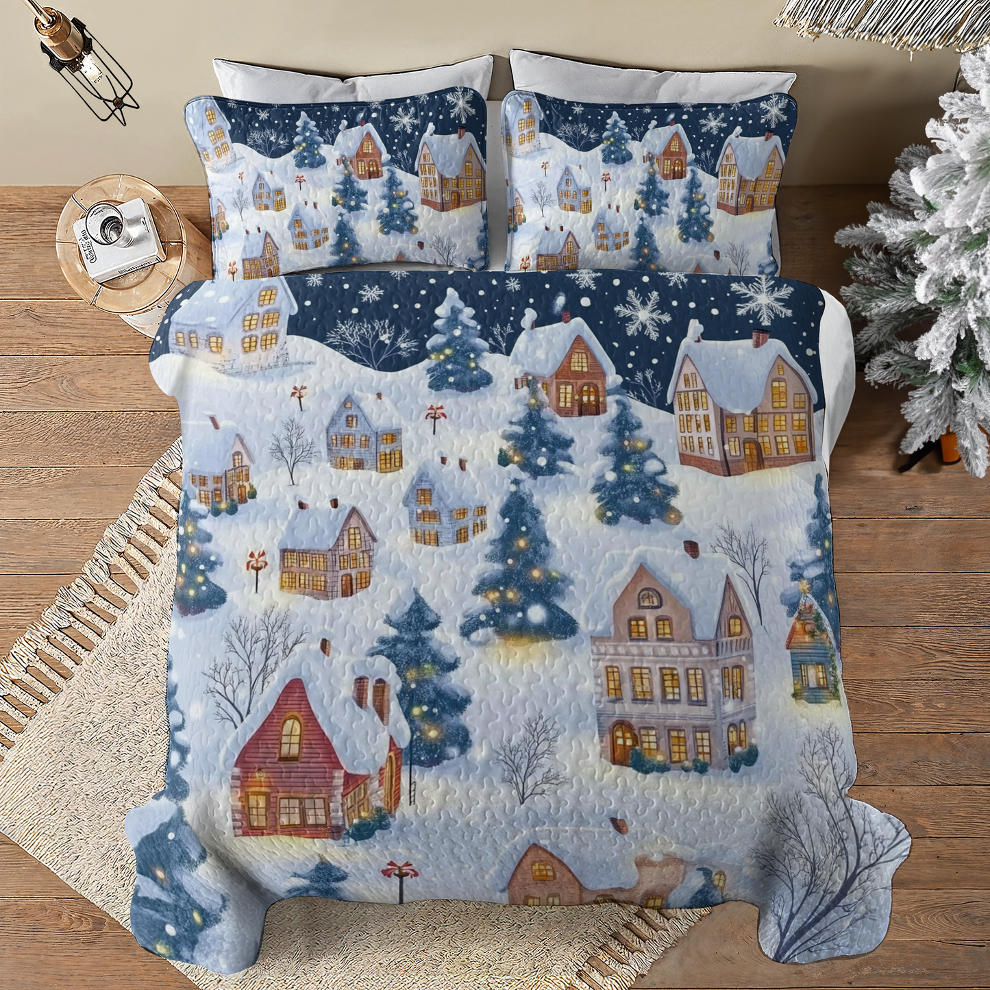 Shineful All Season Quilt 3-Piece Set Peace Village Christmas