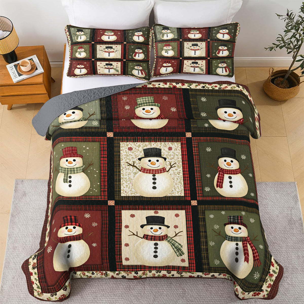 Shineful All Season Quilt 3-Piece Set Christmas Snowy Crews