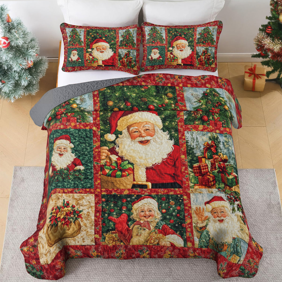 Shineful All Season Quilt 3-Piece Set Santa Claus