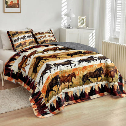Shineful All Season Quilt 3-Piece Set Wild Horses