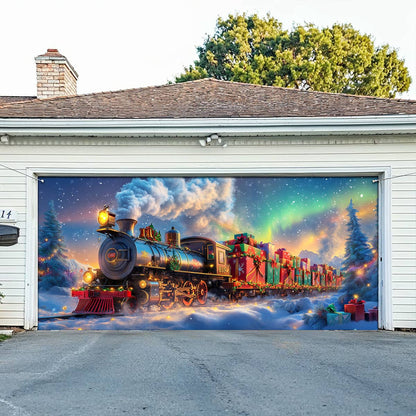 Shineful Garage Door Banner Decoration Christmas Train Magic