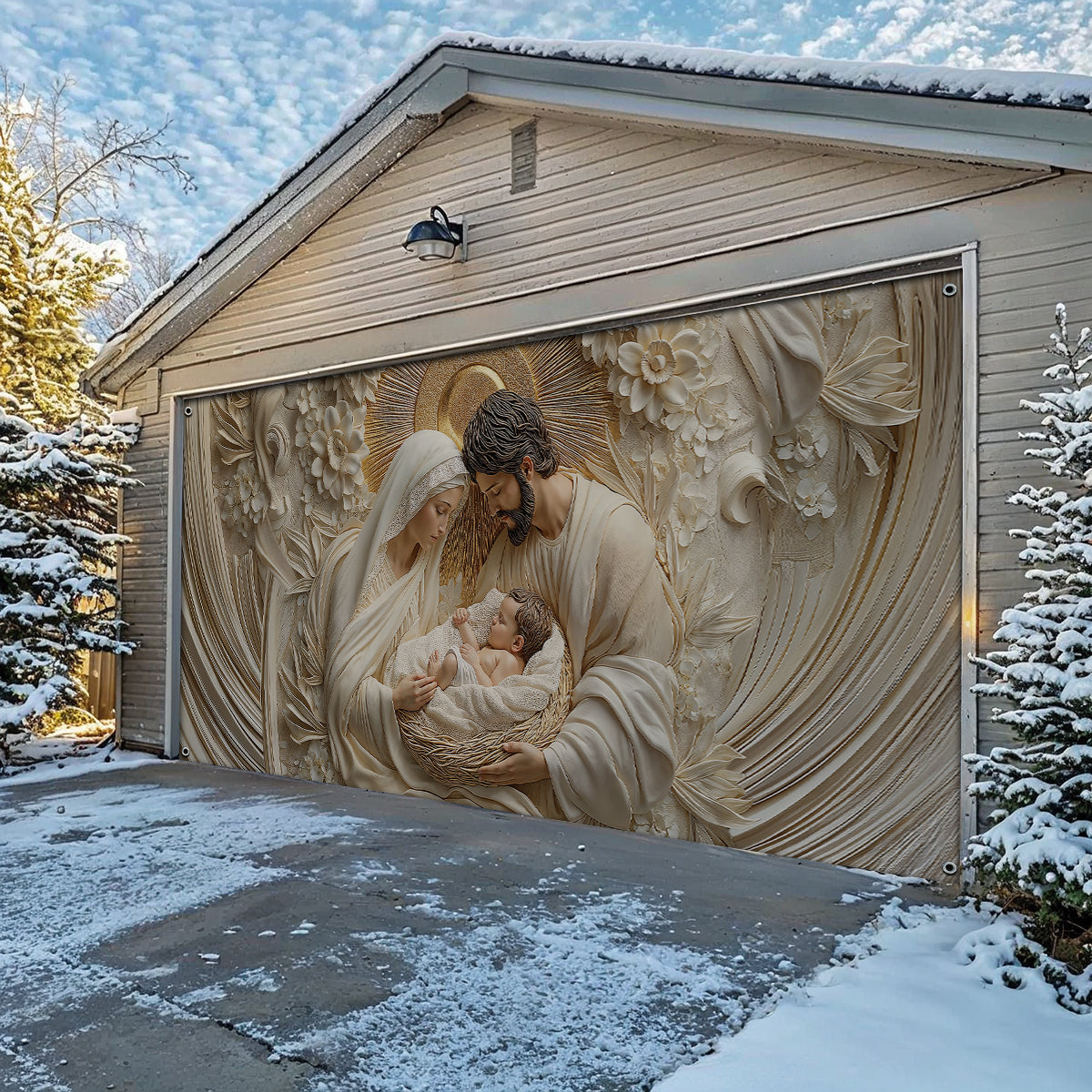 Shineful Garage Door Banner Decoration - Holy Family