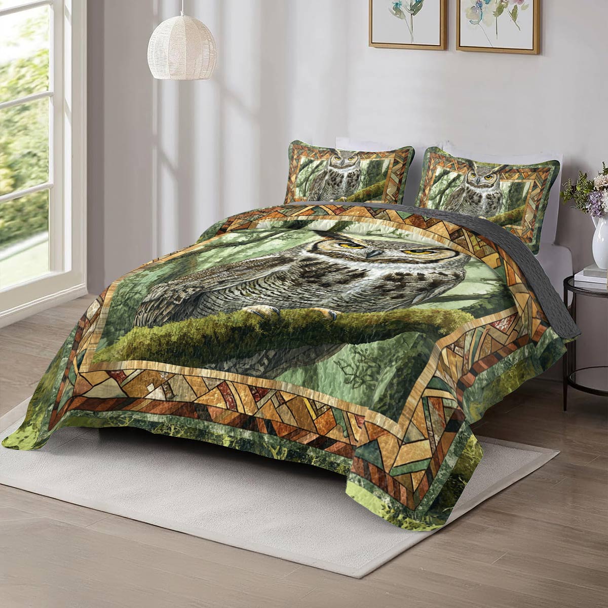 Shineful All Season Quilt 3-Piece Set Wise Owl