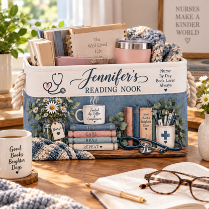 Shineful Personalized Nurse Book Book Basket