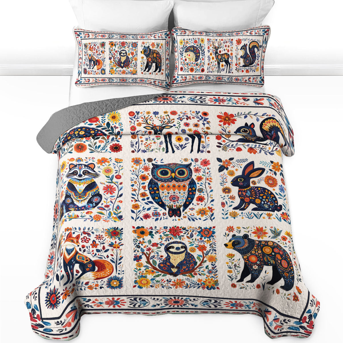 Shineful All Season Quilt 3-Piece Set Animals Forest Folk Charm