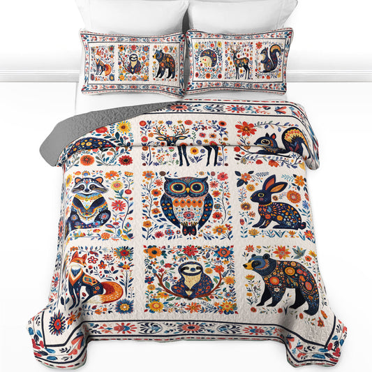 Shineful All Season Quilt 3-Piece Set Animals Forest Folk Charm