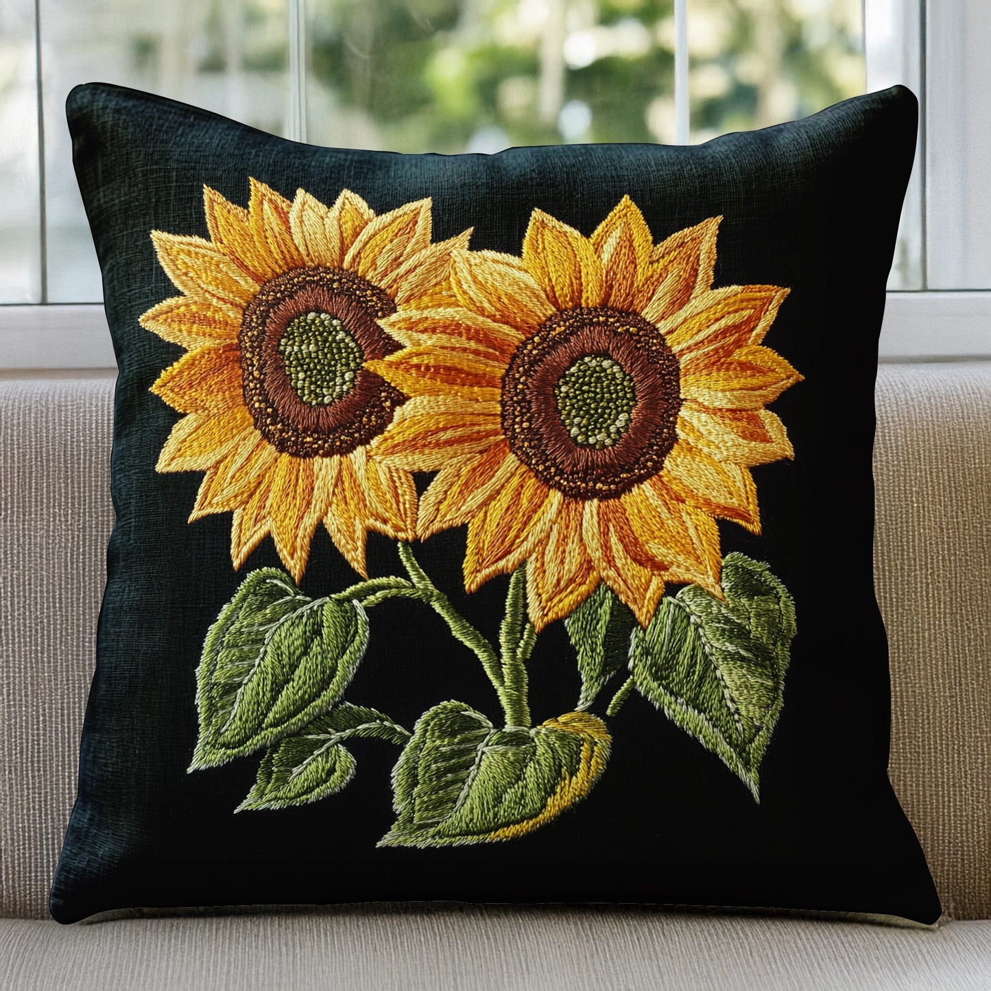 Shineful Pillow 2D Flat Print Golden Sunflower Glow
