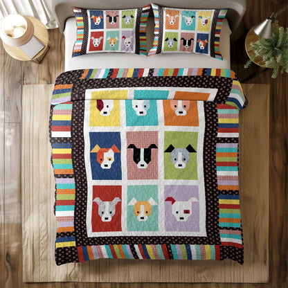 Shineful All Season Quilt 3-Piece Set Colorful Pitbulls
