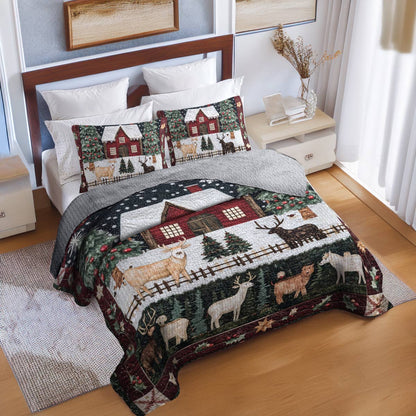 Shineful All Season Quilt 3-Piece Set Christmas in Farm