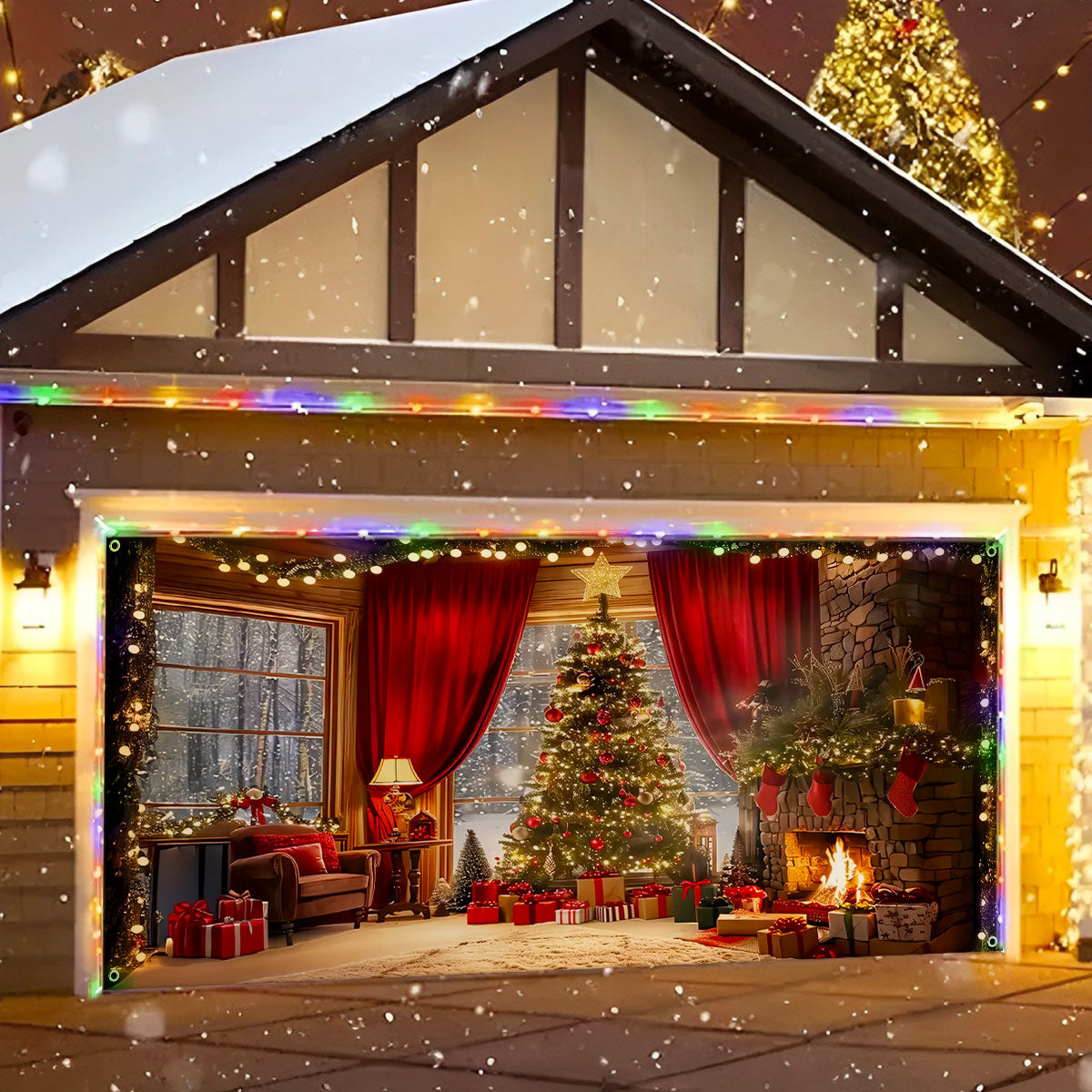 Shineful Garage Door Banner Decoration Cozy Christnmas