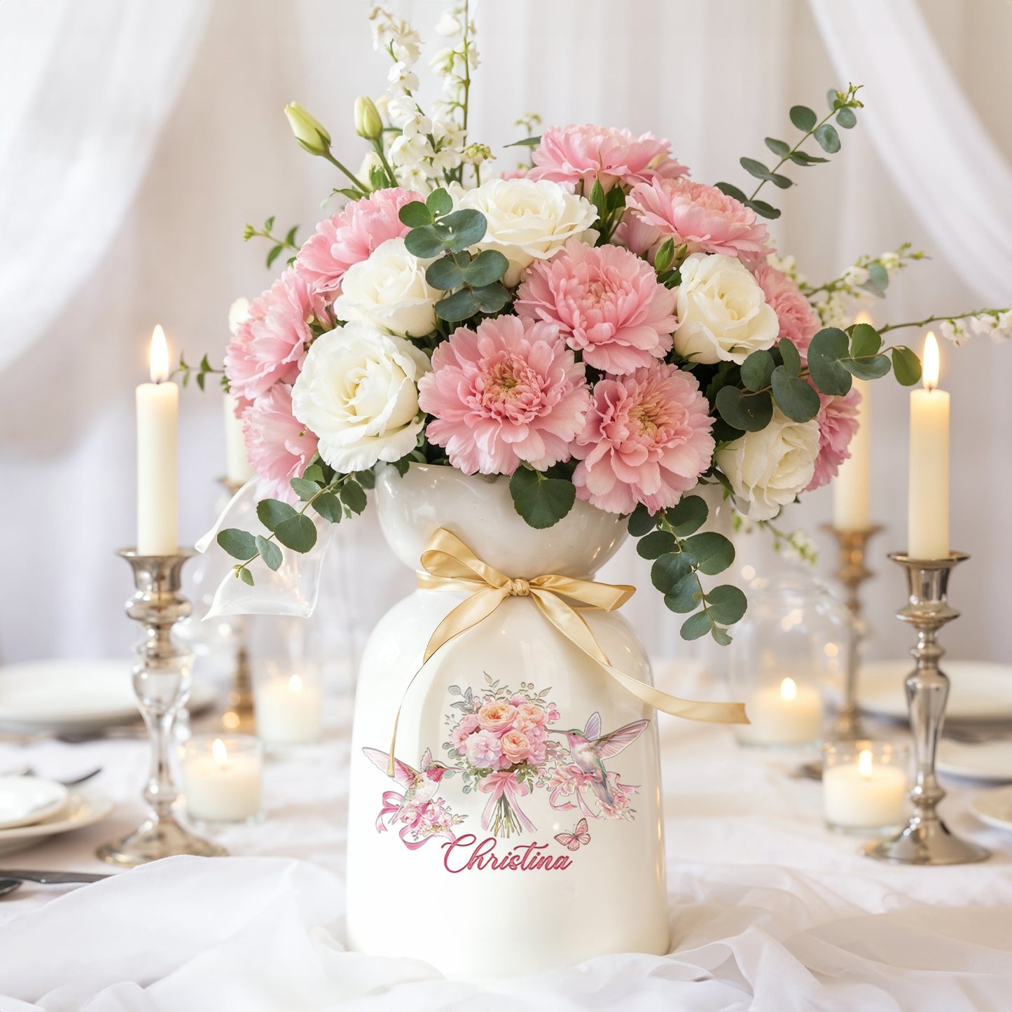 Shineful Flower Vase Personalized Blush Garden