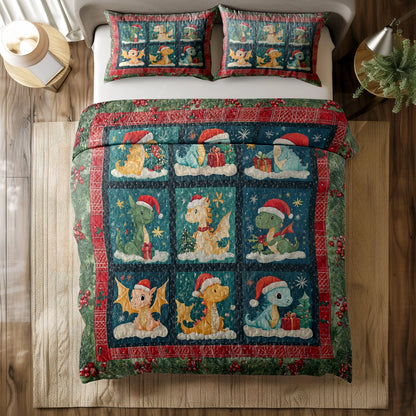Shineful All Season Quilt 3-Piece Set - Holiday Dragon Delight