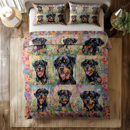 Shineful All Season Quilt 3-Piece Set - Rottweiler Meadow Haven