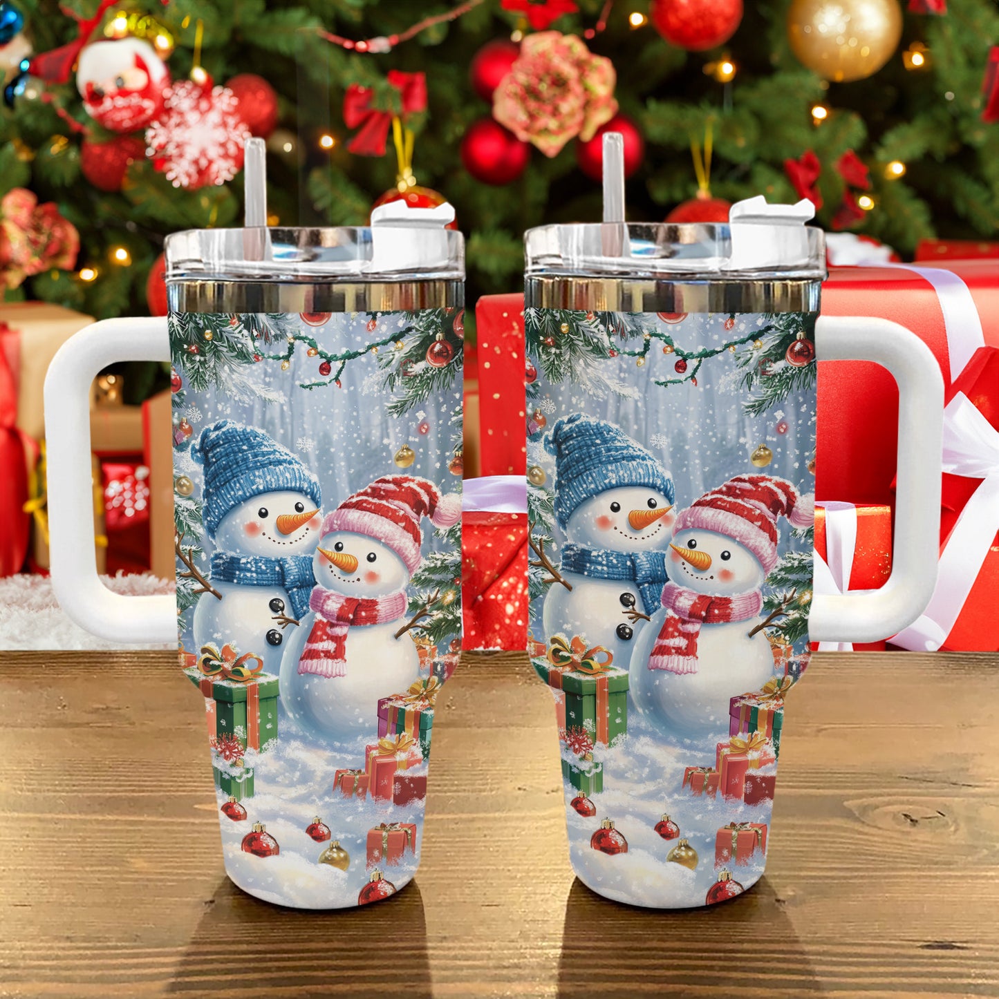 Shineful Tumbler Frosty Snowman Couple