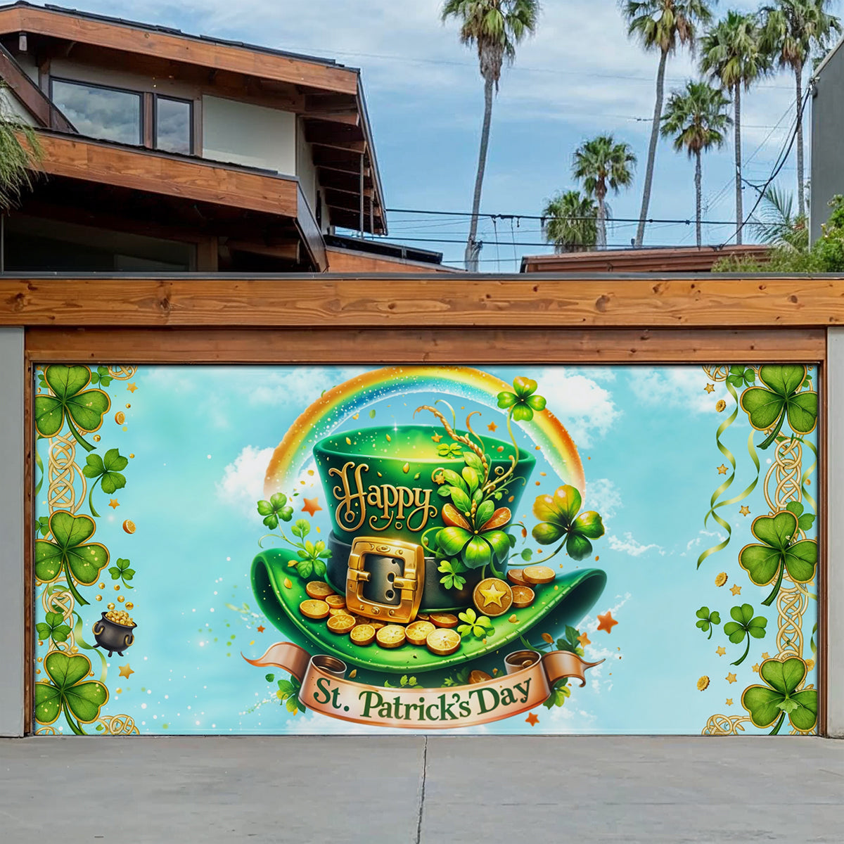Shineful Garage Door Banner Decoration Lucky Clover Door