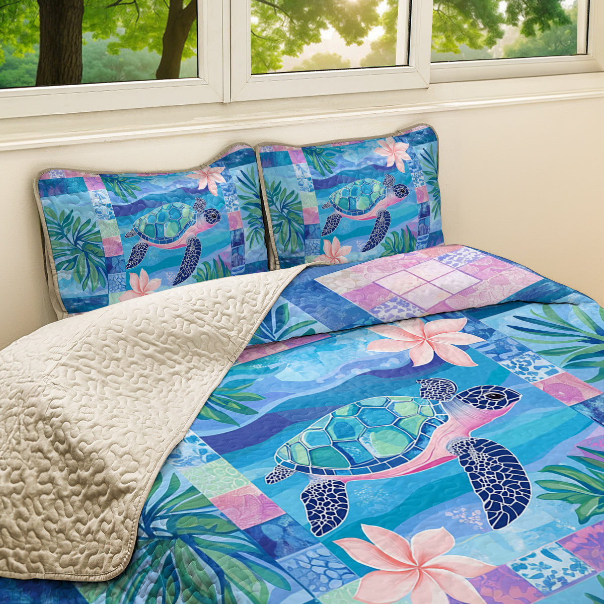 Shineful All Season Quilt 3-Piece Set Sea Turtle Dreams
