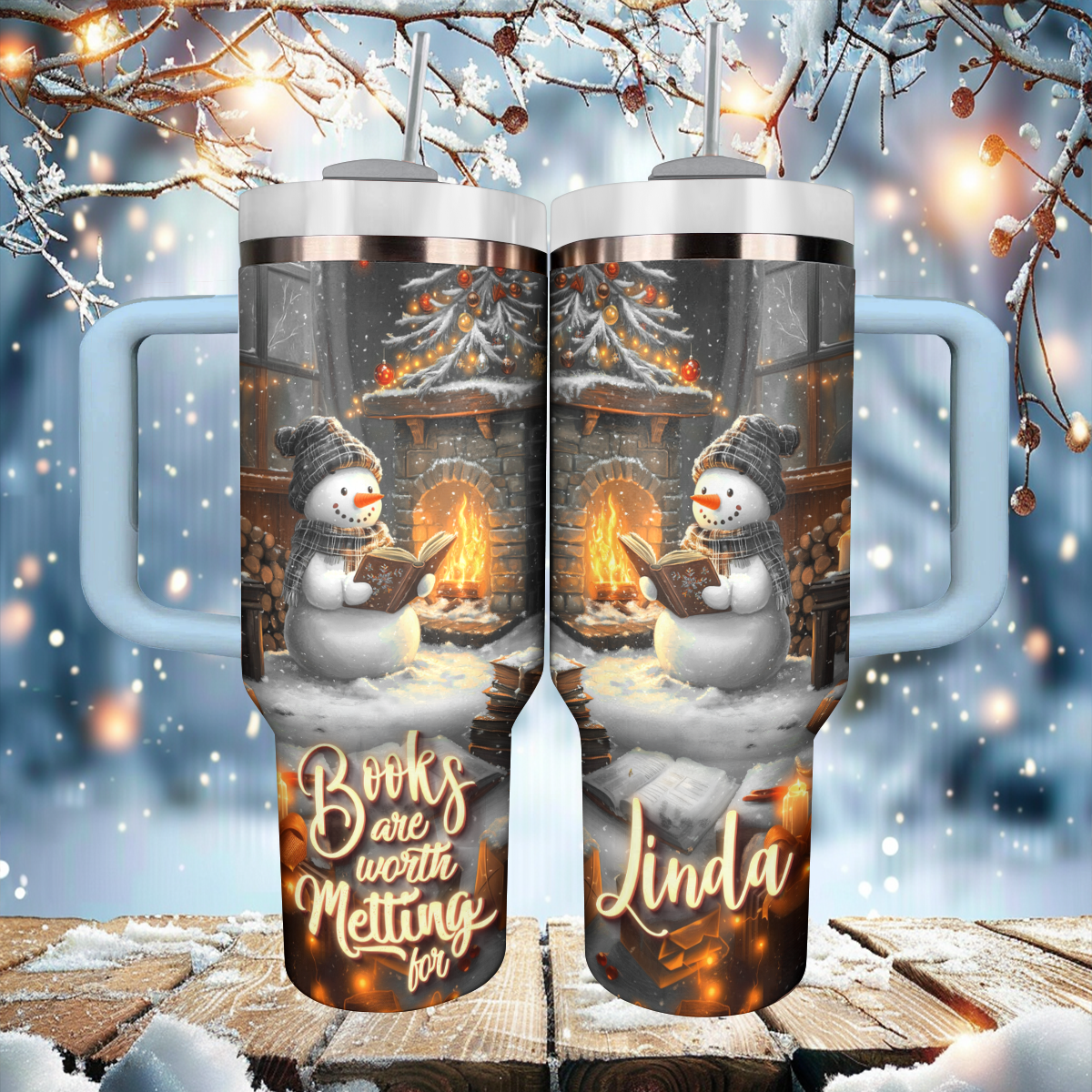 Shineful Personalized Tumbler Snowman Books Are Worth Melting For