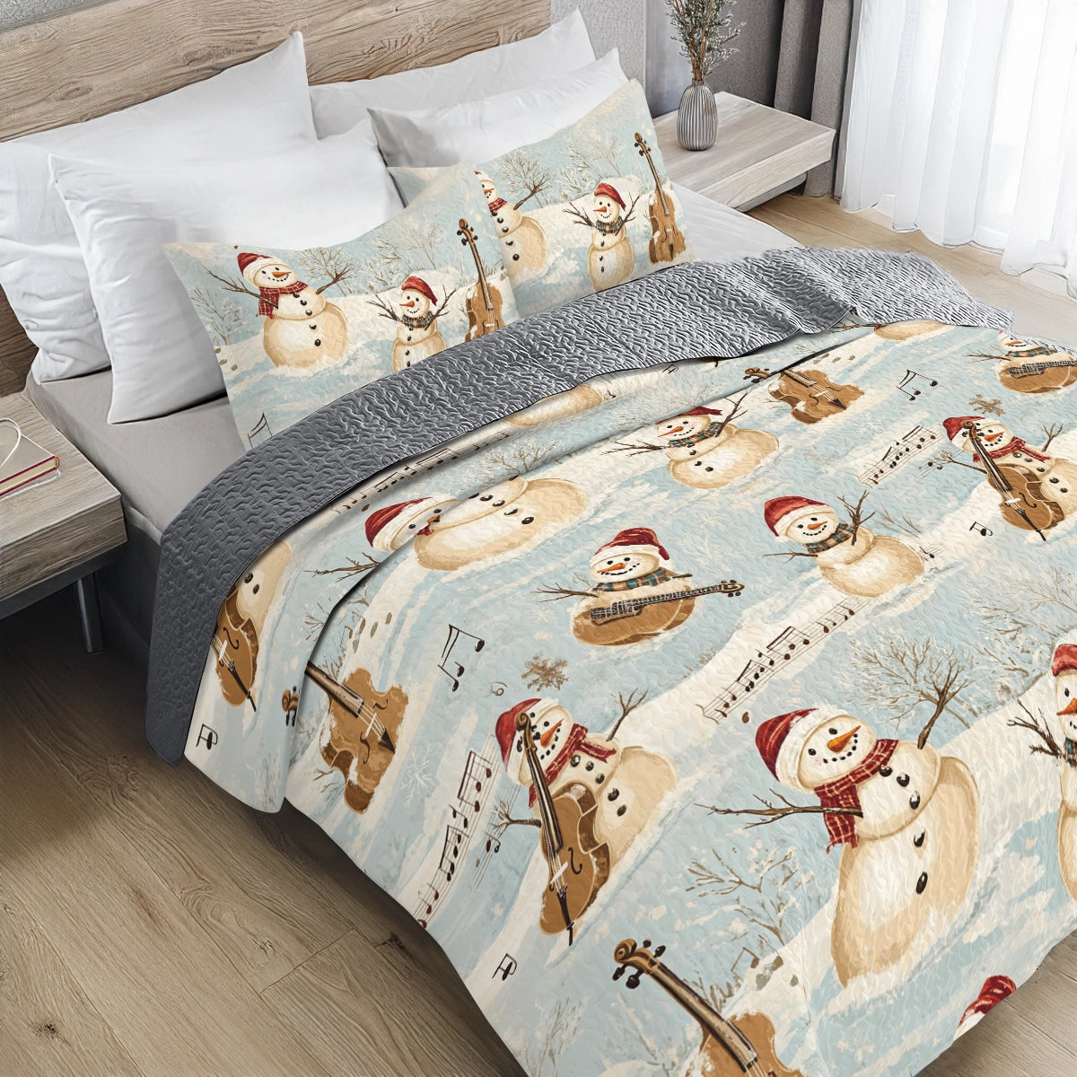 Shineful All Season Quilt 3-Piece Set Christmas Frosty Tunes