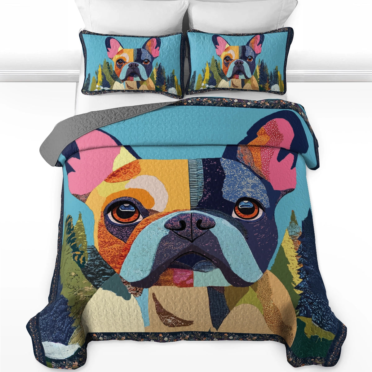 Shineful All Season Quilt 3-Piece Set - French Bulldog Artistic Retreat