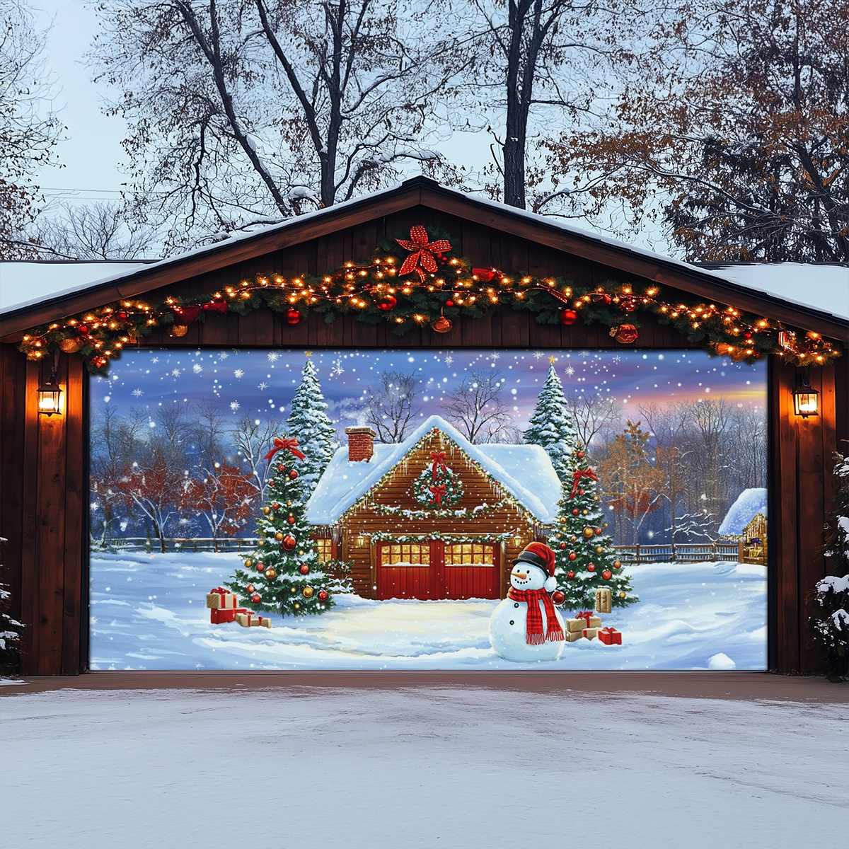 Shineful Garage Door Banner Decoration - Snowman’s Winter Haven