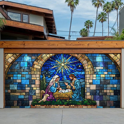 Shineful Garage Door Banner Decoration Sacred Nativity Panel