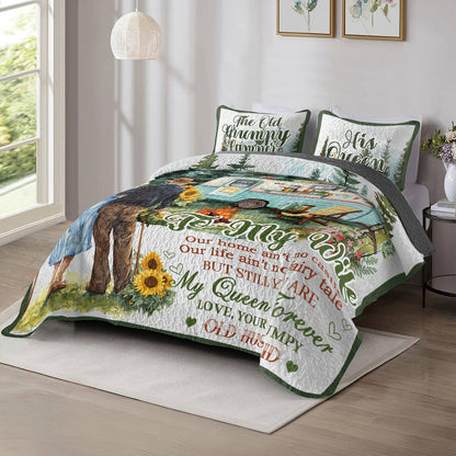 Shineful All Season Quilt 3-Piece Set Camping Partners Quote