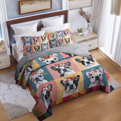 Shineful All Season Quilt 3-Piece Set Floral Frenchie