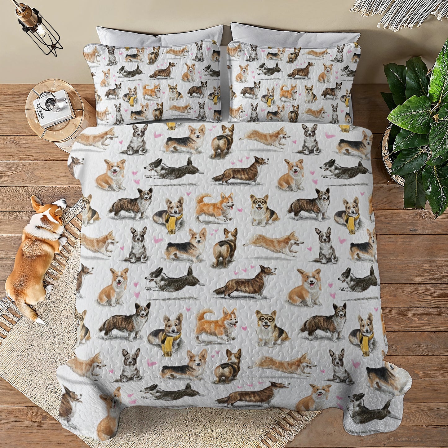 Shineful All Season Quilt 3-Piece Corgi Love Forever