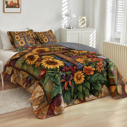 Shineful All Season Quilt 3-Piece Set - Faithful Sunflower