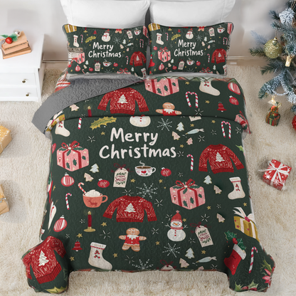 Shineful All Season Quilt 3-Piece Set Merry Cozy Christmas