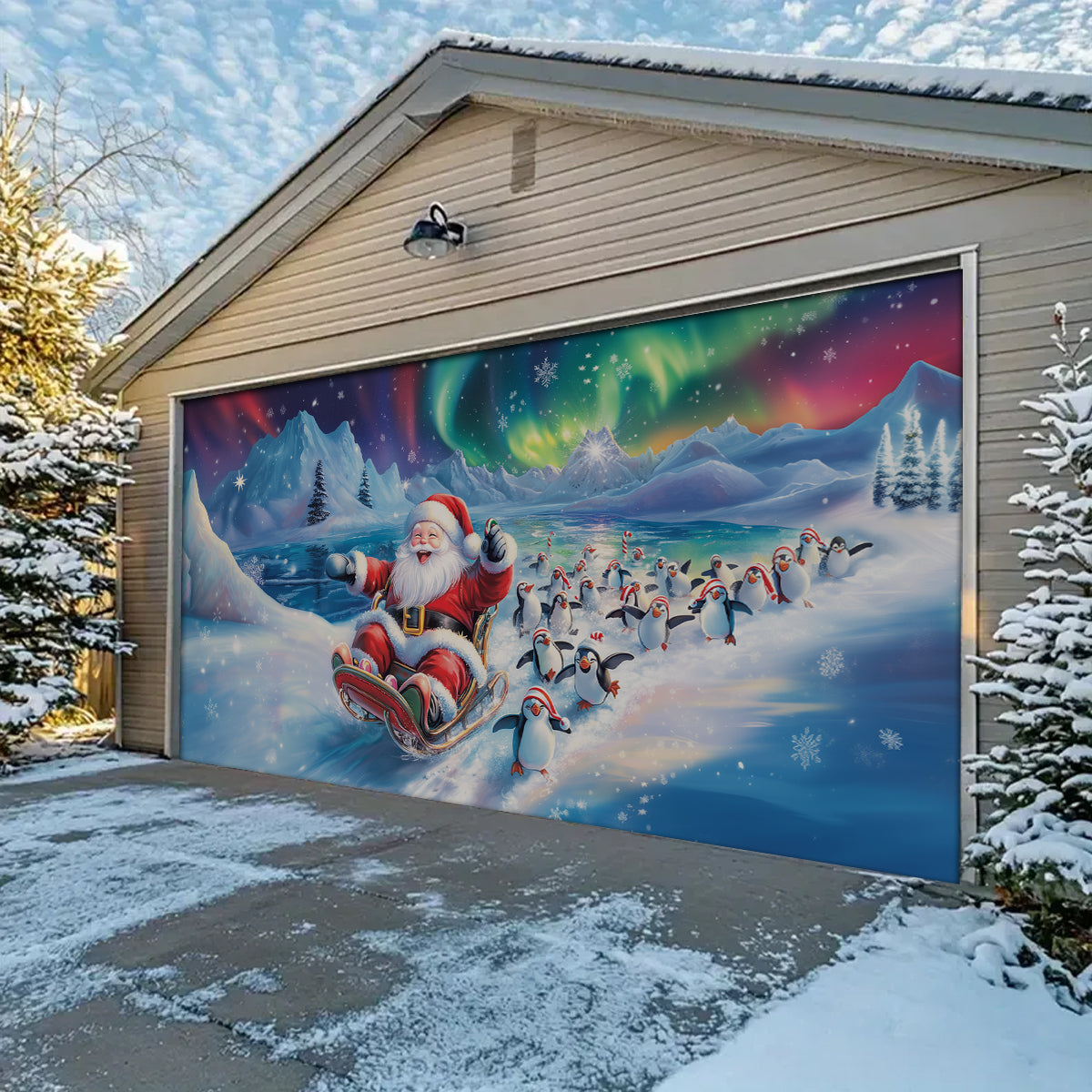 Shineful Garage Door Banner Decoration - Arctic Santa