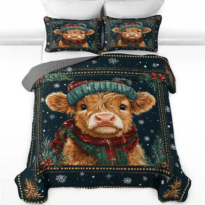 Shineful All Season Quilt 3-Piece Set Christmas Baby Cow