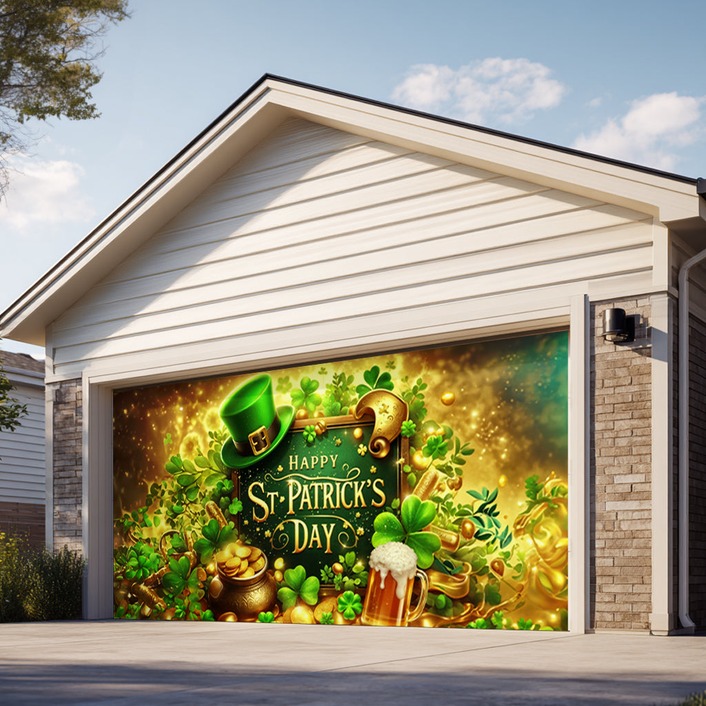 Shineful Garage Door Banner Decoration Golden Irish Luck