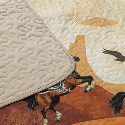Shineful All Season Quilt 3-Piece Set Native America Leaping Stallion