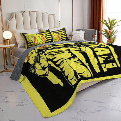 Shineful All Season Quilt 3-Piece Set Personalized Custom Softball Star