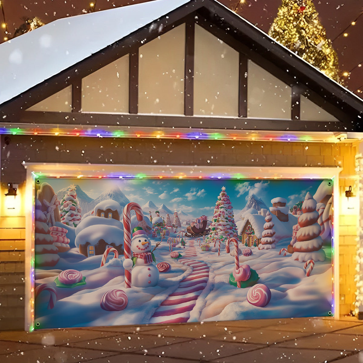 Shineful Garage Door Banner Decoration - Candyland Christmas