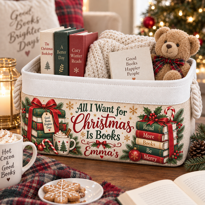 Shineful Personalized Christmas Reading Book Basket